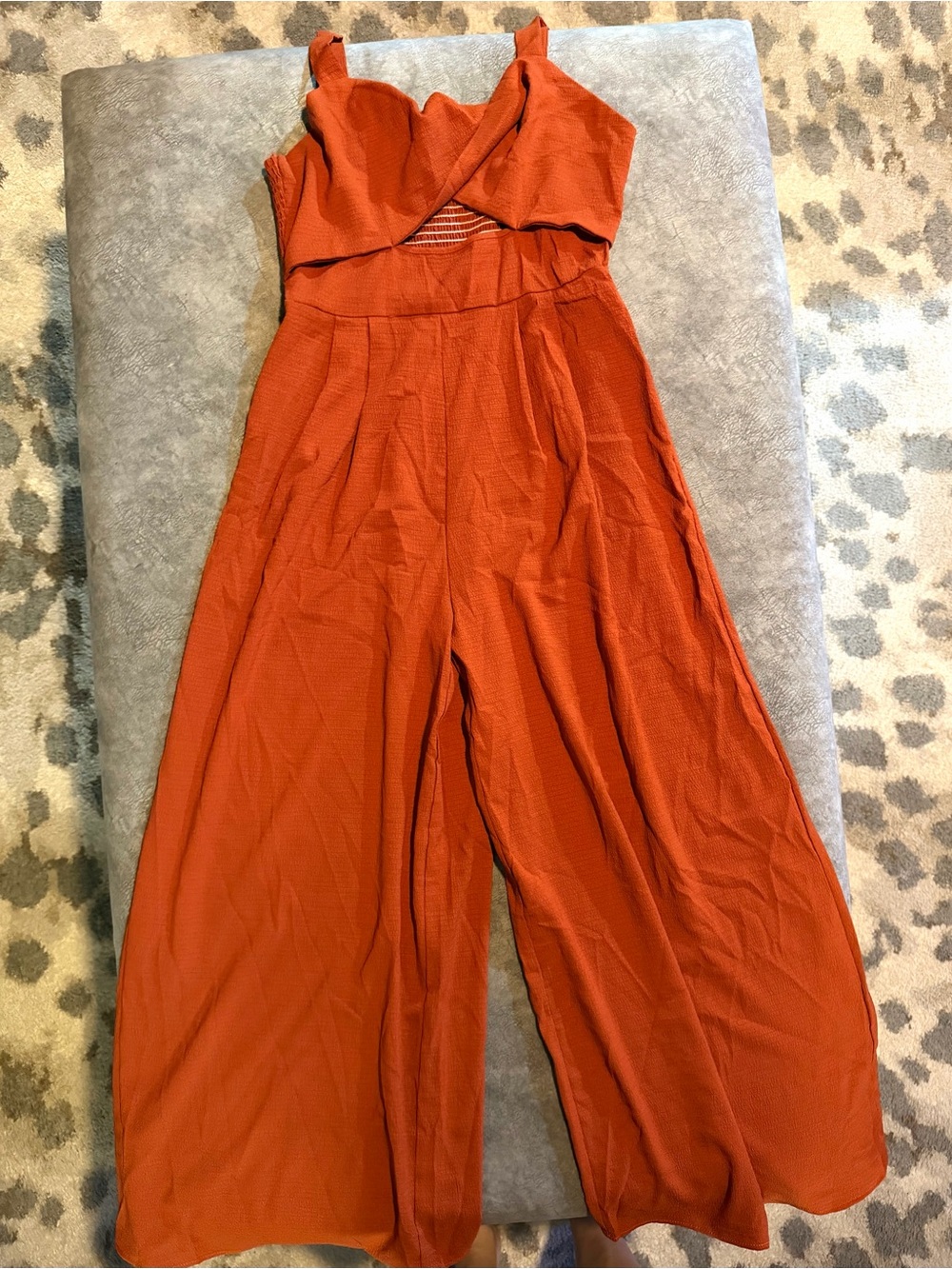 SHEIN Sleeveless Rust/Orange Wide-Leg Jumpsuit Romper Large